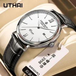 UTHAI H78 New Brand Watch For Men Fashion Quartz Watches Calendar Glow Waterproof Wristwatch Male's Bracelet Leather Band Clock