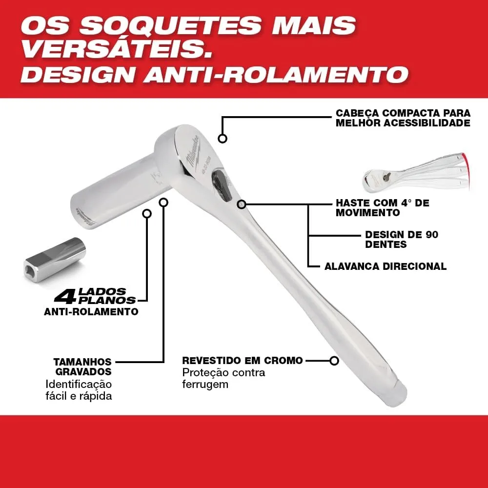 Set Ratchet & Soket 1/4-Inch dengan Desain 90 Gigi, Ukuran SAE dan Metrik untuk Pekerjaan Presisi