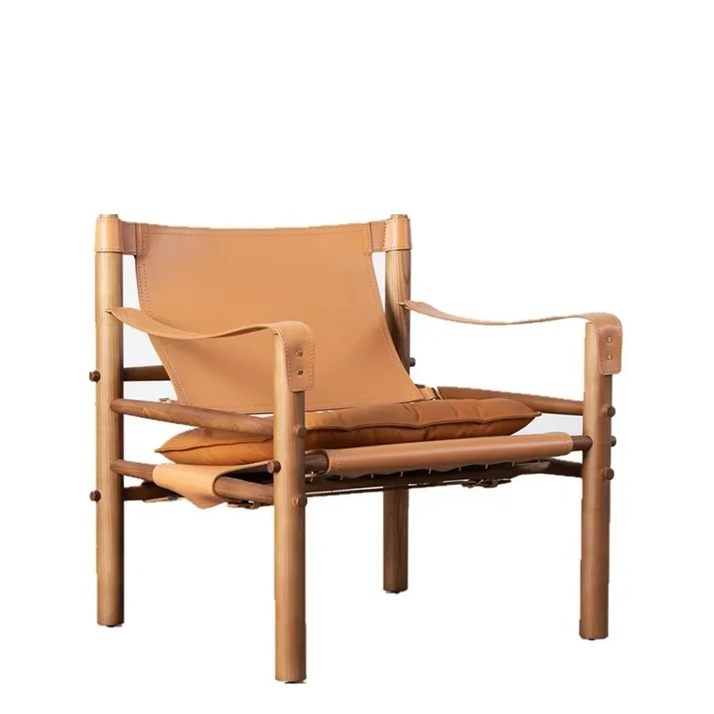 

Single sofa, light luxury leather simple Italian style, modern home, living room balcony