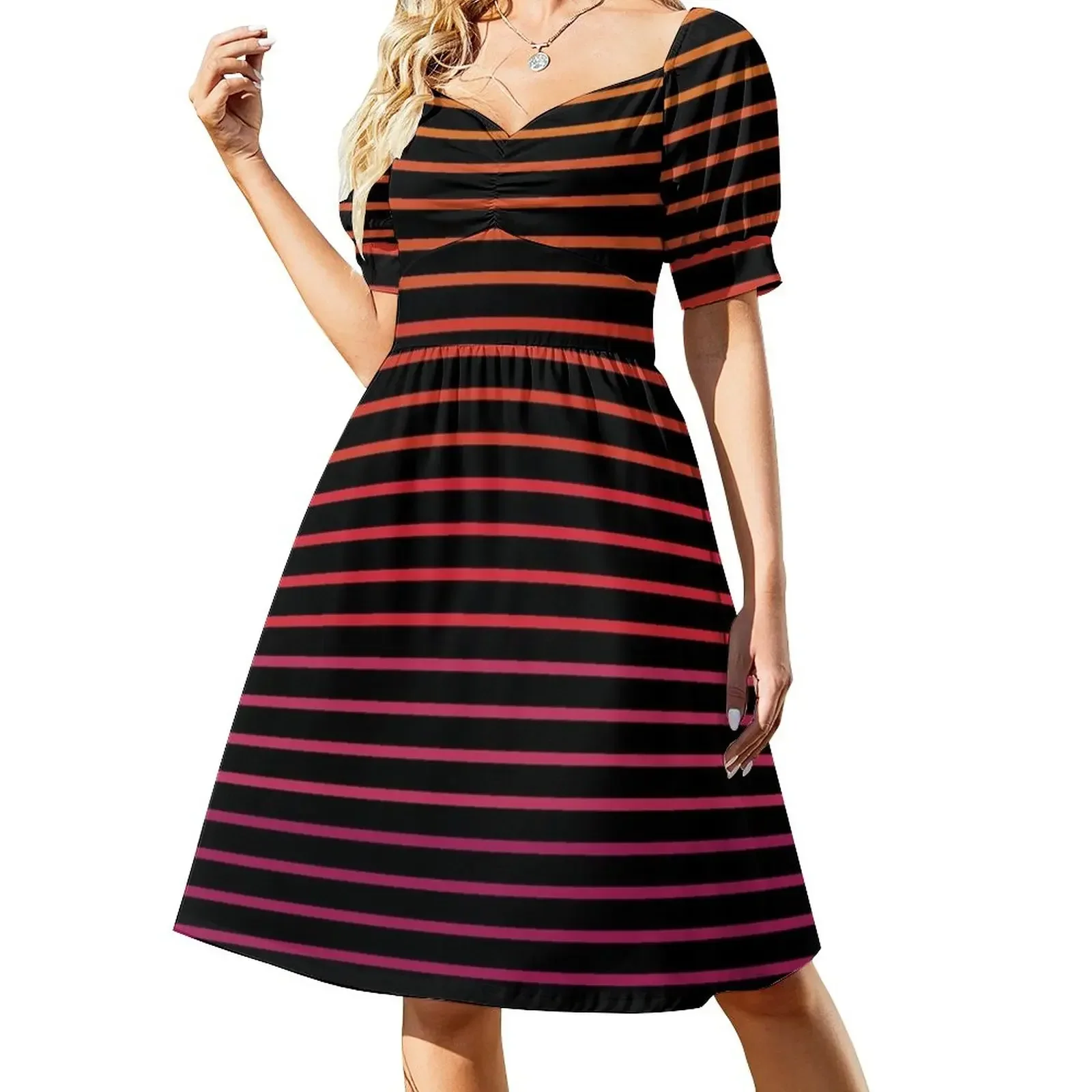 

Linear Light Short-Sleeved Dress women long dresses Women's summer skirt Dress