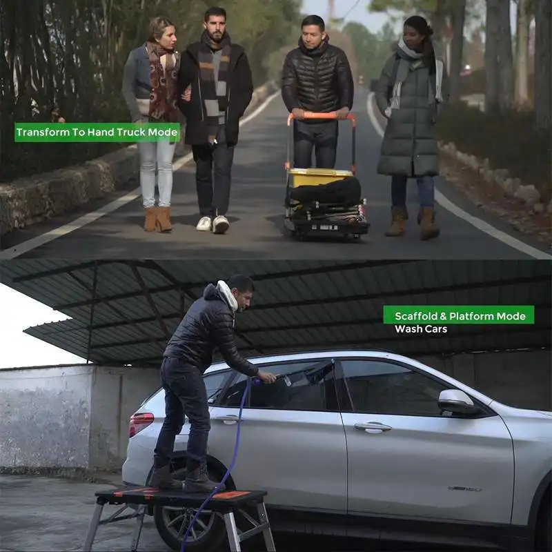 

7-in-1 Folding Workbench Hand Truck, Heavy-Duty Mobile Work Platform for Garage Workshop, Construction Jobsite, DIY Home Repair