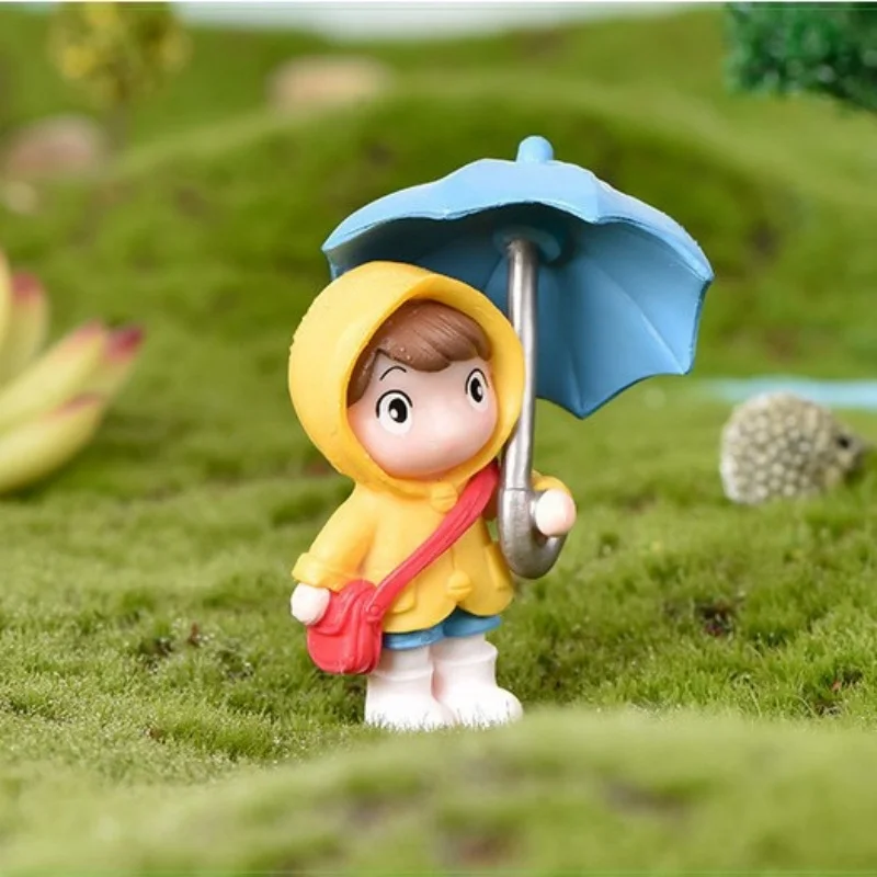 4pcs Cute Umbrella Couple Car Interior Decoration Action Figures Auto Rearview Mirror Dashboard Ornaments Gift Mini Accessories