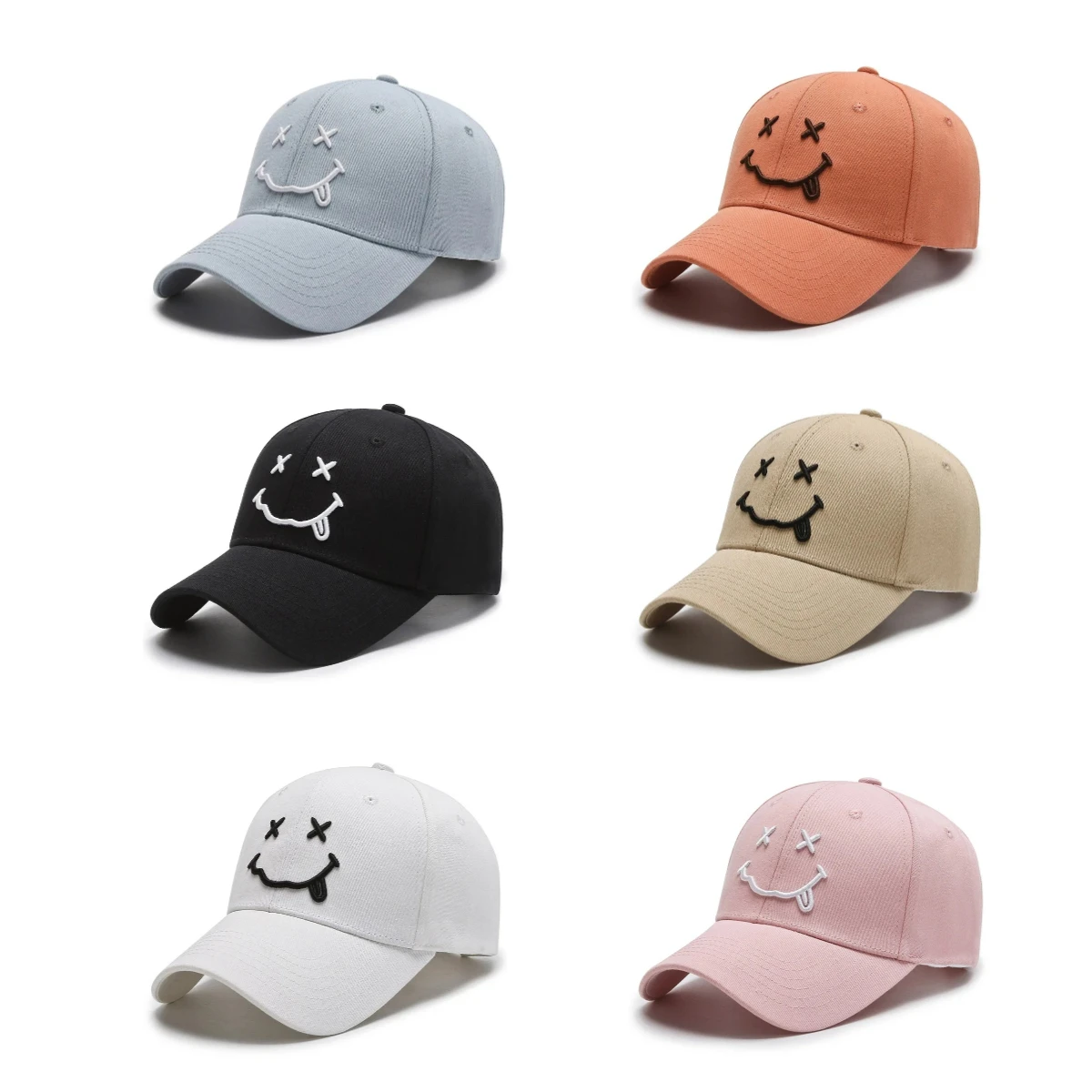 Cartoon Smile Face Baseball Caps For Men Women Kpop Embroidery Snapback Hip Hop Cap Cotton Adjustable Sports Funny Dad Sun Hats