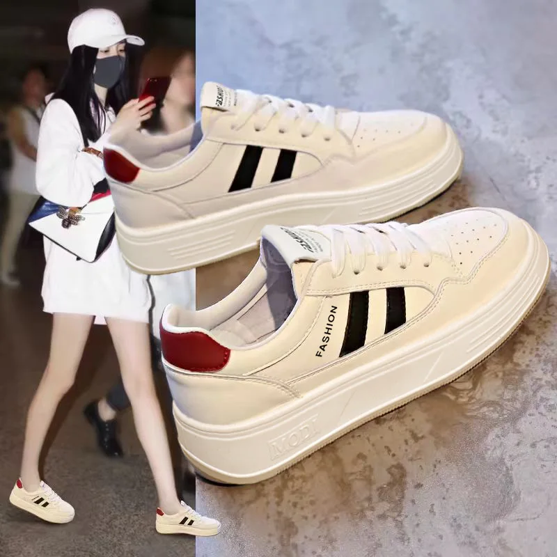 Ladies Sports Heightening Sneakers Free Shipping Lightweight Breathable White Platform Walking Shoes for Women Daily Outdoor