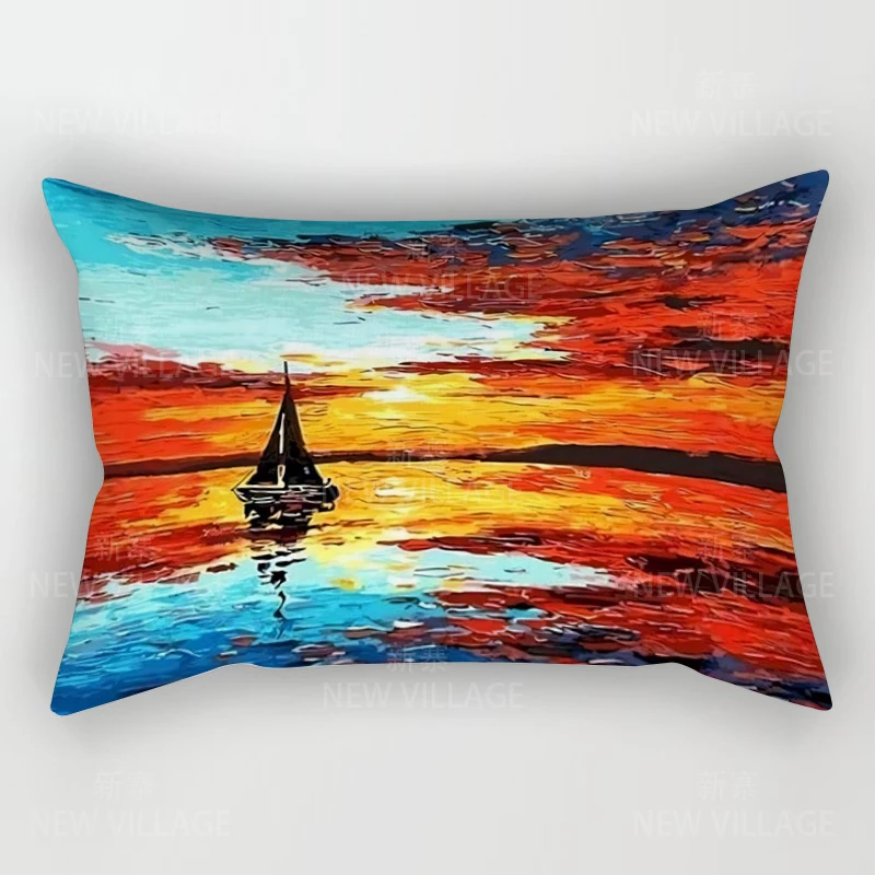 가정용 가을 장식 유화 스타일 베개 쿠션 커버, 장식 던지기 베개 커버, 30x50 베개 케이스, 30x50, 40x60, 50x70