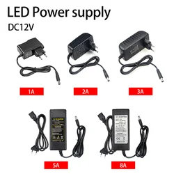AC 100-240V DC 12 Volt  1A 2A 3A 5A 8A Adapter Power Supply Eurepean Plug Source Charger Converter LED Driver for Lamp Tape Bar