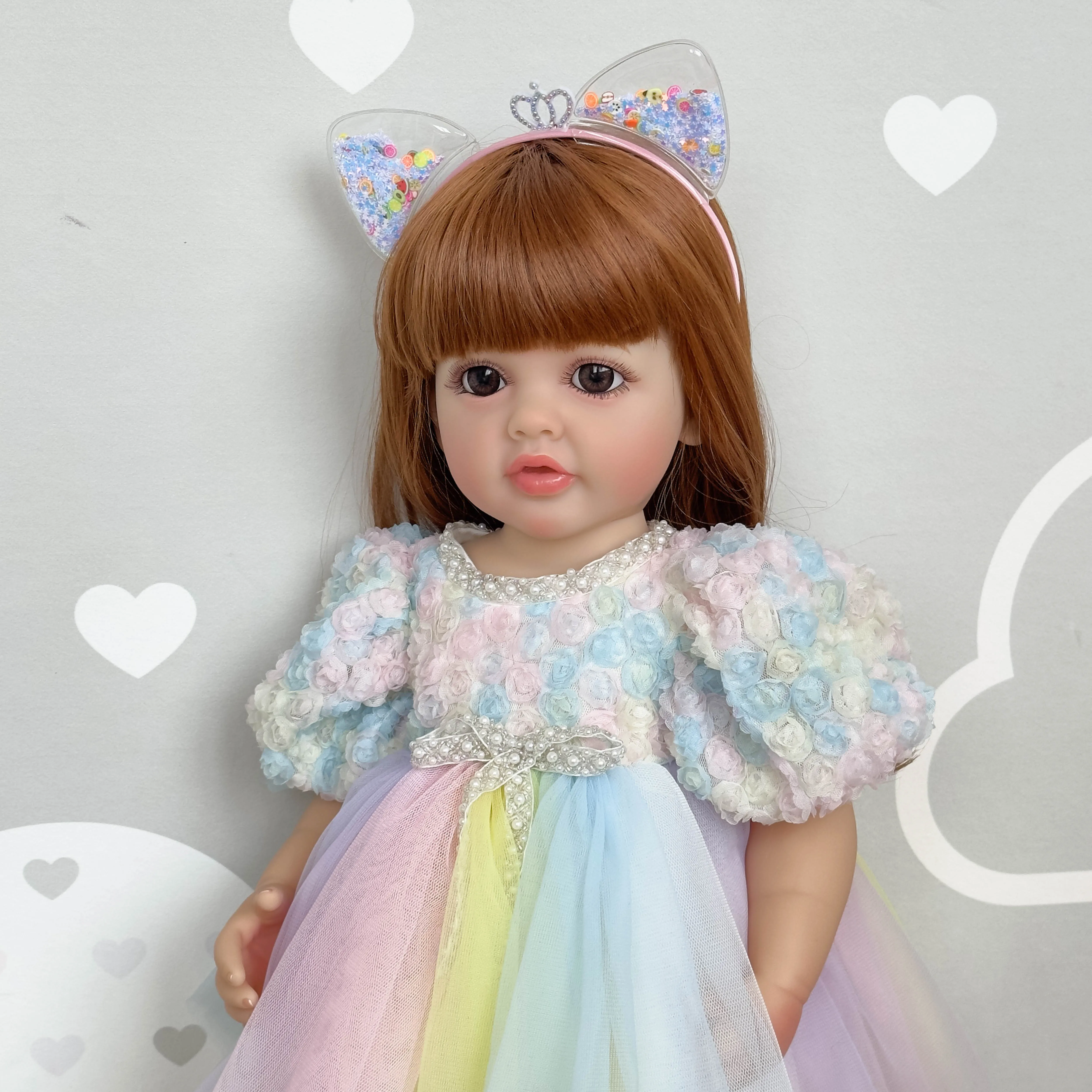 NPK 22 inch Lifelike Full body Silicone Vinyl Reborn Toddler Girl Standing Doll Betty 3D Skin Visible Veins Gifts for Children