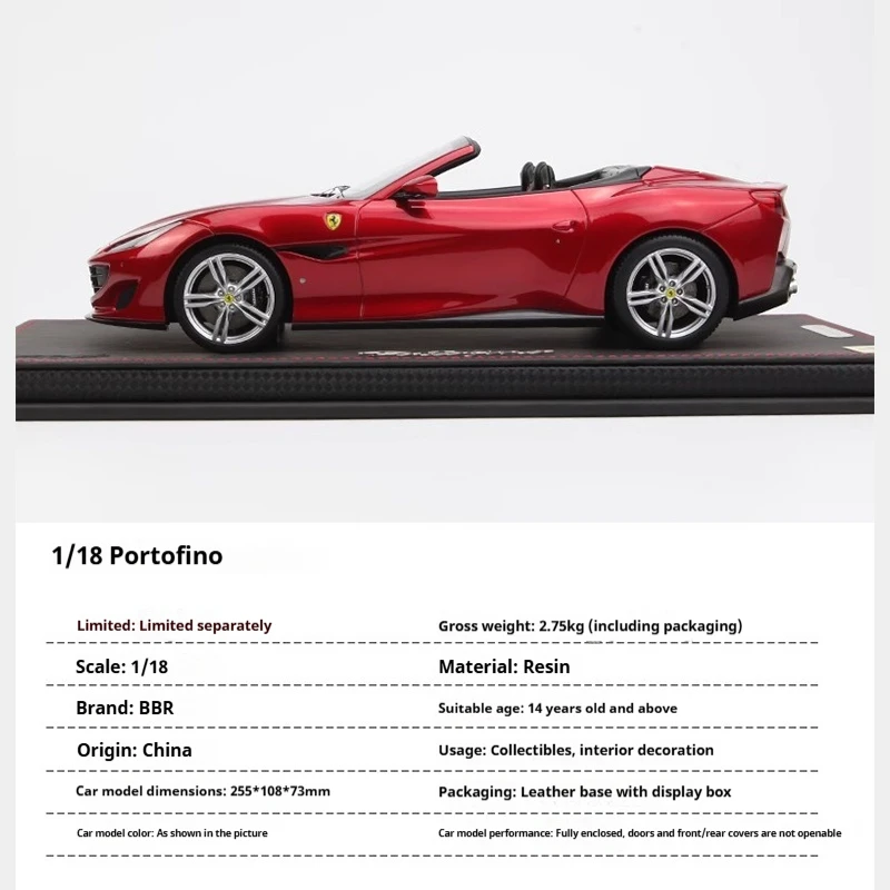 Bbr 1:18 Portofino Spider Version haut de gamme Simulation résine Miniature modèle de voiture de sport personnalisé cadeau de noël pour enfants ornement