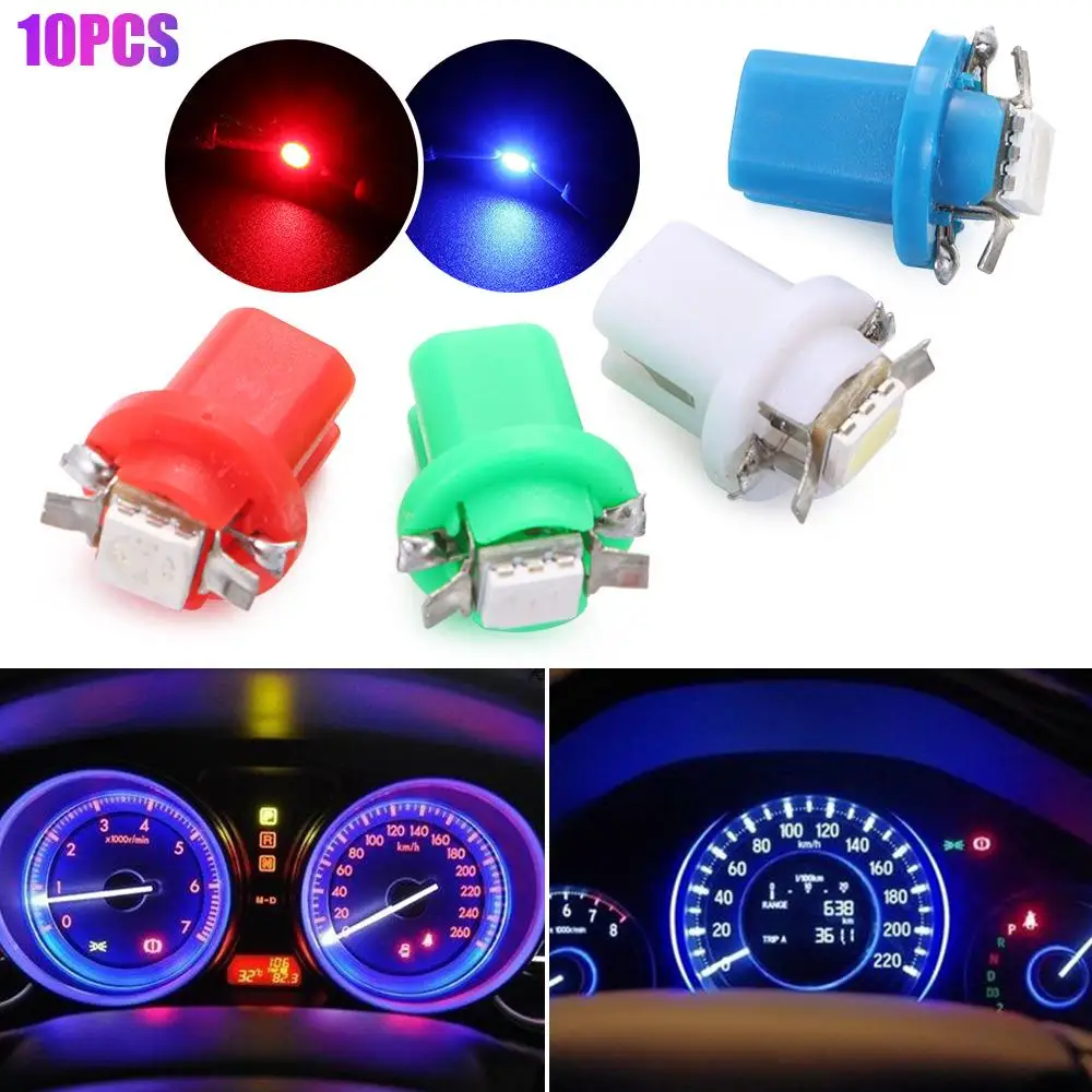 10 PCs T5 B8.5D 5050 SMD Led Dashboard Cluster Speedmeter Instrument Panel 12V Low Power Dust Shock Proof LED Light Bulbs Kit