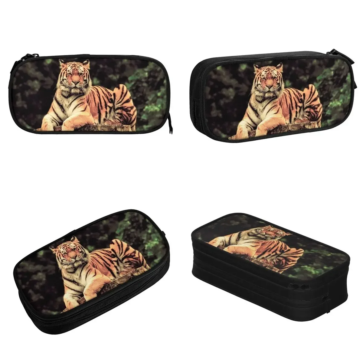 Lone Bengal Tiger Pencil Case Animal Lovers Pencilcases Pen Box for Student Large Storage Pencil Bags School Supplies Stationery