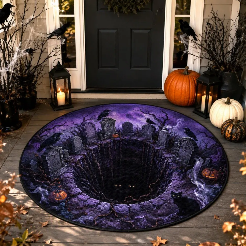 Giant Spider Abyss Round Rug Living Room Bedroom Entrance Foyer Floor Mat Hallway Home Decor Door Side House Carpet