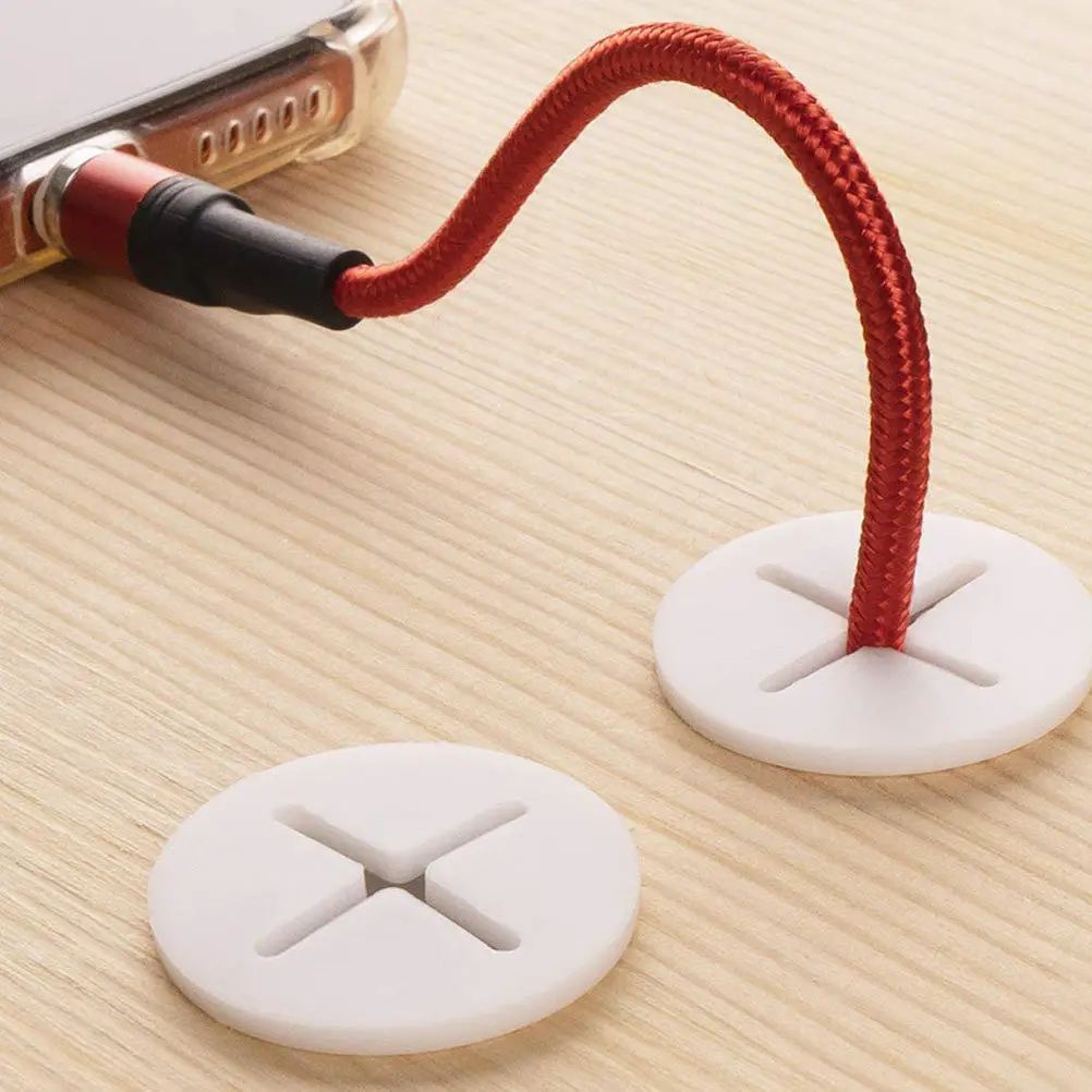 8Pcs White Rubber Desk Grommets Cable Organizer Wire Hole Cover for Home Office School Cable Management Desk Cord Tidy Solution