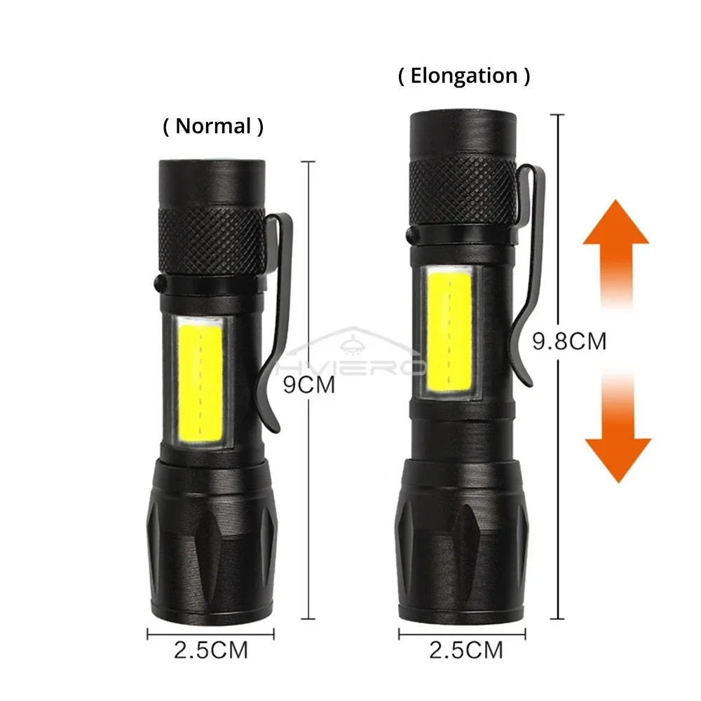 Mini Torch LED Rechargeable Flashlight Portable USB Charging COB Light High Power Bank Camping Waterproof Long Range Lantern
