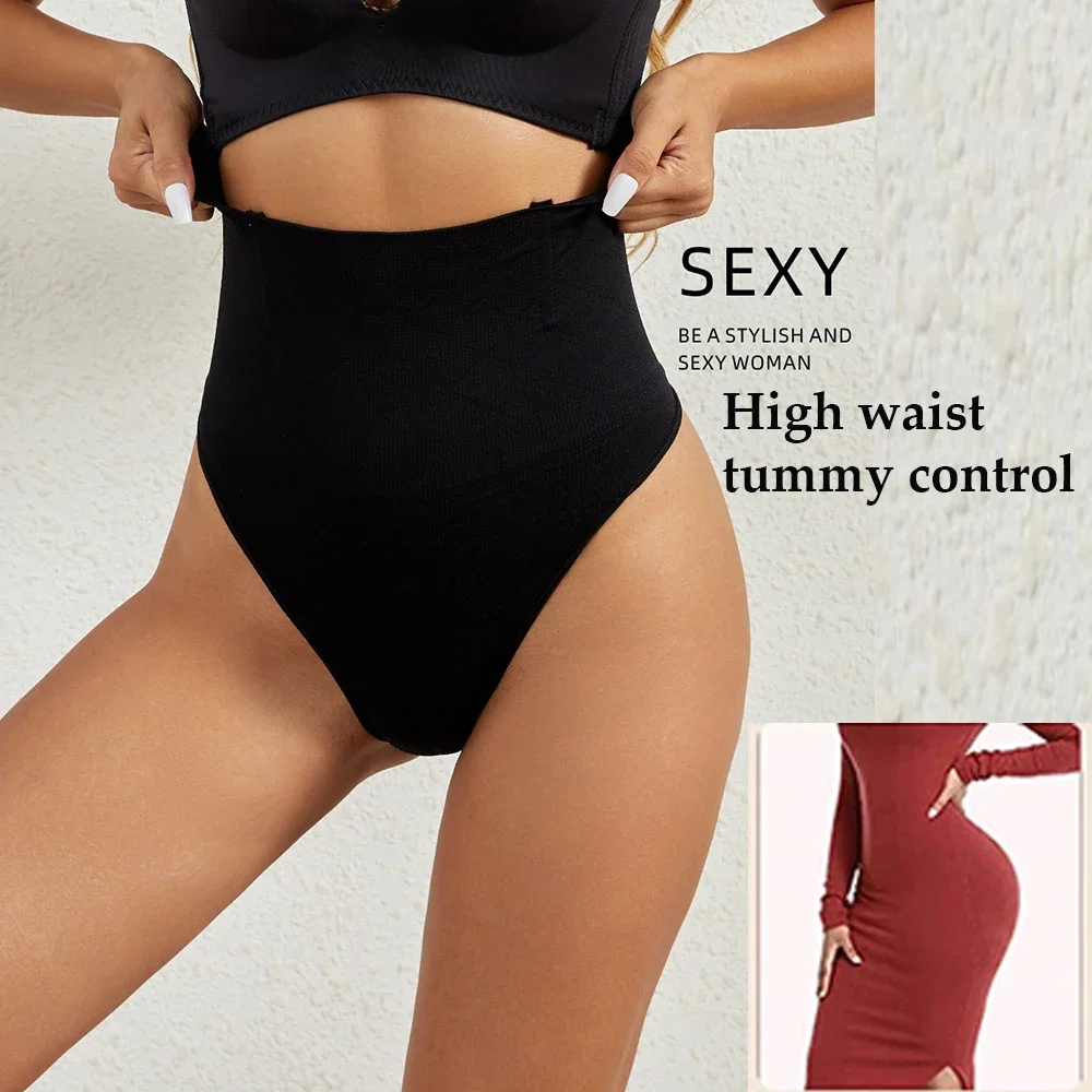 High Waist Body Shaper Thong Tummy Control Panties Women Seamless Shapewear Thong Underwear