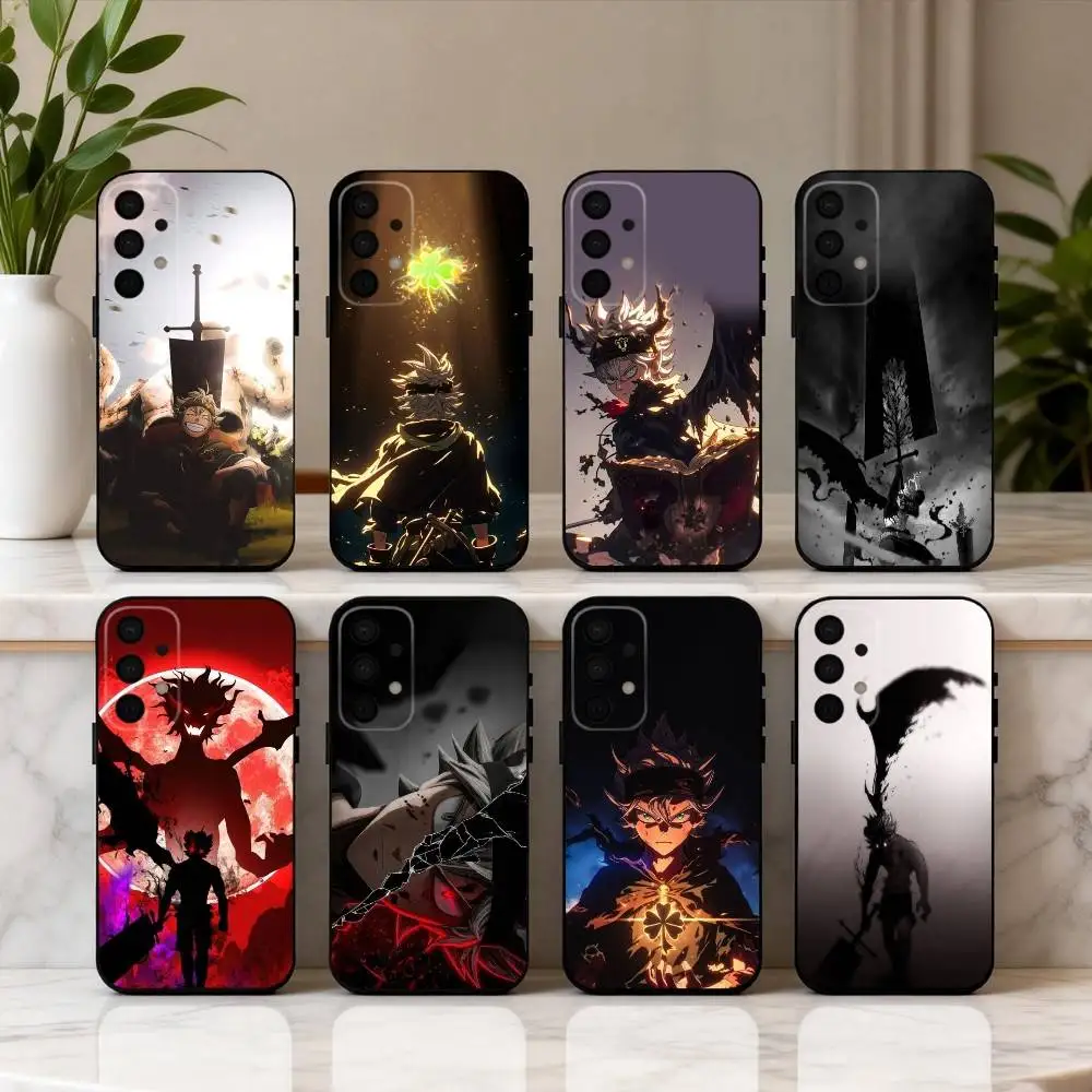 

Anime Cool A-Asta B-Black C-Clover Phone Case For Samsung Galaxy A73,A72,A71,A70,A53,A52,A51,Soft Silicone Black Cover