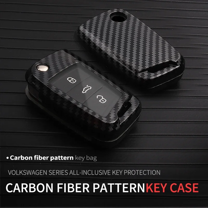 ABS Fashion New Carbon FiberTPU Car Fold Remote Key Bag For VW Volkswagen Golf Polo Bora Lavida Sagitar Tiguan Lamando 2019 2020