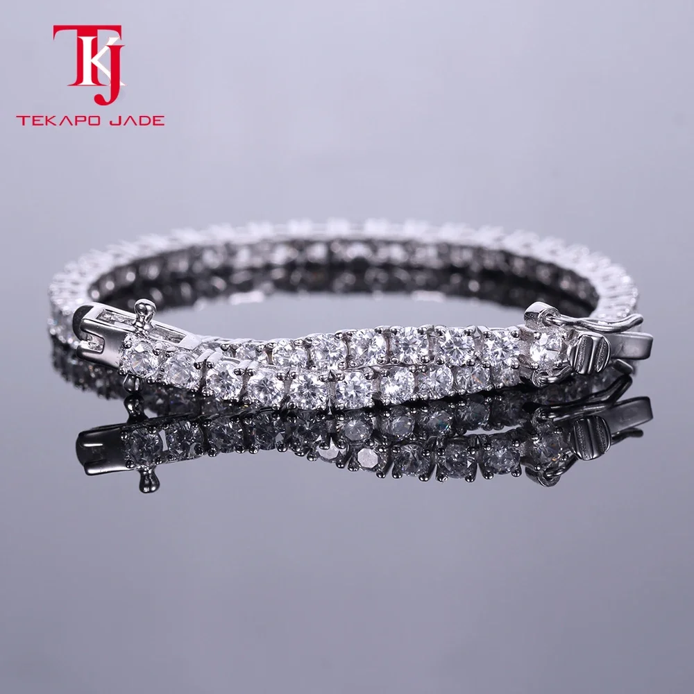 TKJ Tennis Bracelet 925 Sterling Silver Cubic Zirconia Women\'s Round 3mm Tennis Pulse Jewelry Friend Gift Free Shipping