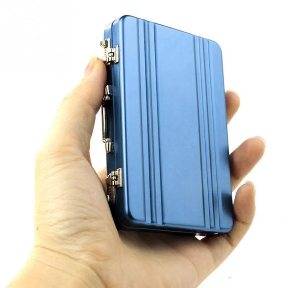 New Aluminum Storage Box Mini Suitcase Design, Business ID Credit Card Holder, Portable Jewelry & Card Organizer Rectangle Case