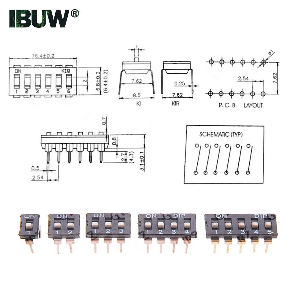 Picture 7: 5PCS Slide Type Switch Module 1 2 3 4 5 6 7 8PIN Snap Switch 10PIN 2.54mm Pitch Toggle Switch DIP SMD DIP Switch Connector