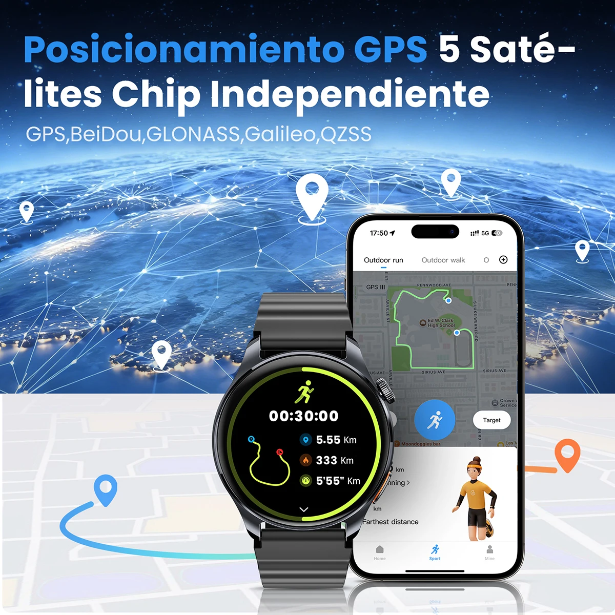 Alternative view of Reloj Inteligente HAYLOU Watch 4S con GPS, Pantalla AMOLED HD de 1.43”, 5 Posicionamientos GPS por Satélite, Más de 120 Modos de Entrenamiento, Reloj Deportivo Inteligente