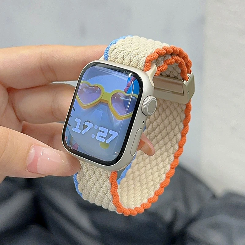 

Braided Strap For Apple Watch band 40mm 44mm 42/46mm 49mm 45mm 38/41mm Magnetic buckle Bracelet Series 10 SE 9 8 7 6 5 4 Ultra 2