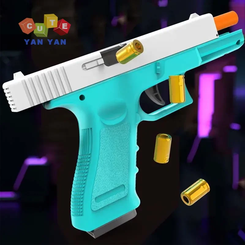 Pistol Soft Bullet Toy Guns Plastic Model Automatic Continuous Firing Shell Ejecting Airsoft Fake Gun Kids Boys Christmas Gifts