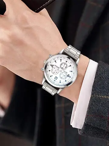 1/2PCS Men Business Watches Fashion Men's Steel Band Quartz Watch with Bracelet（Box not Included）