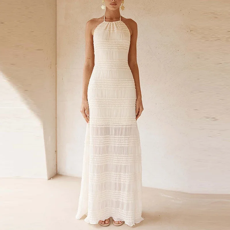 

Элегантное летнее платье с открытыми плечами и бретельками, женское сексуальное платье без рукавов с высокой талией и запахом на бедрах, модное бандажное однотонное тонкое длинное платьеL