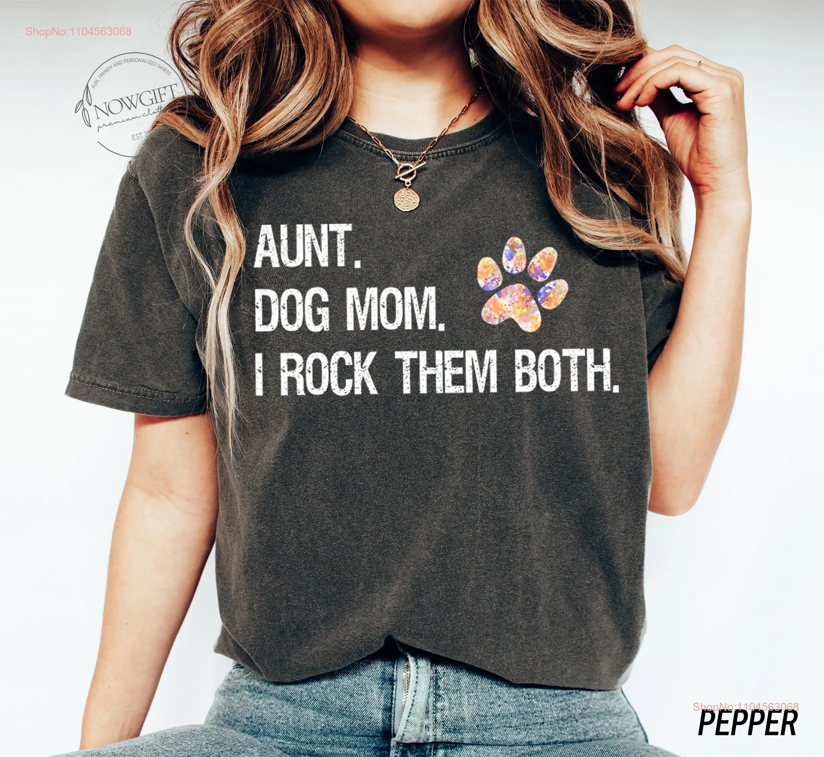 

Футболка Comfort Colors Funny AunT Dog Lover Mom and Auntie для длинных или коротких рукавов