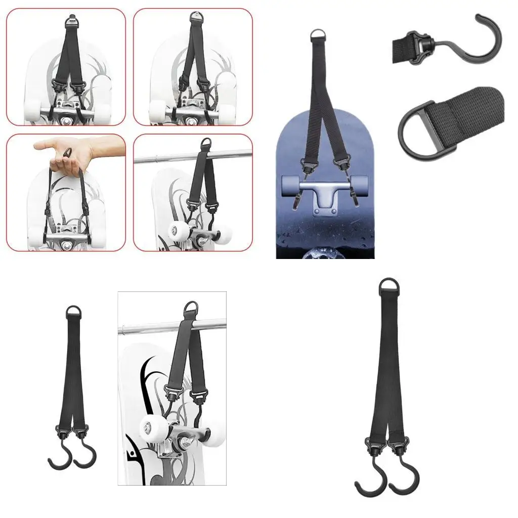 

R6FE Skateboard Wall Hanger Portable Long Board Hanging Strap Sled Board Door Rear Hook Strap for Outdoor Sports Enduring