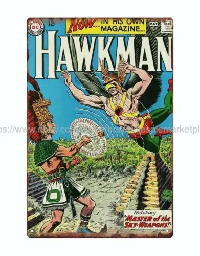 vintage repro comic superheroes Hawkman metal tin sign wall art tin sign
