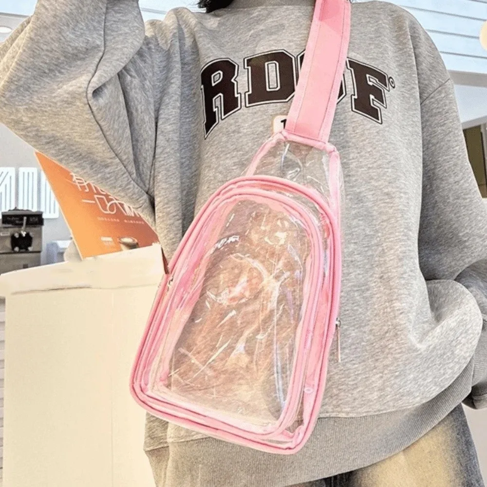 

Waterproof Water-Sprinkling Festival Bag Trendy See Through PVC Chest Bag Large Size Crossbody Desig Clear Sling Bag Party