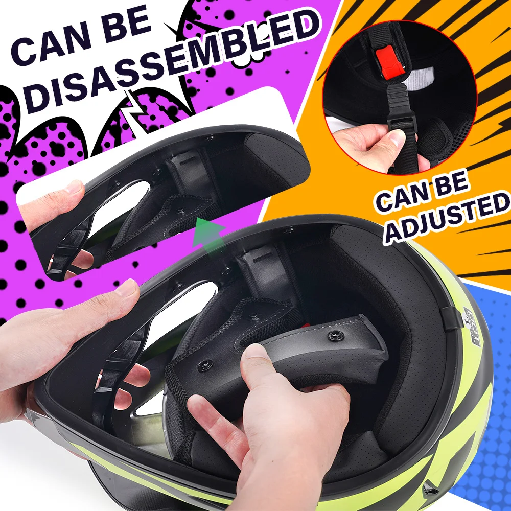 Personalized Matte Green Full Face Motorcycle Helmet DOT Certified ABS with Goggles Gloves Face Mask Windproof Riding Gear