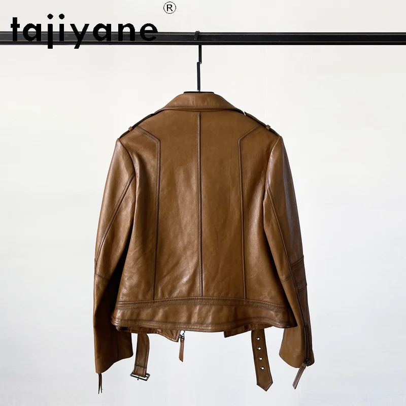 Tajiyane 2023 Real Leather Jacket Women High Quality Short Genuine Oil Wax Sheepskin Coat Motorcycle Leather Jackets Streetwear