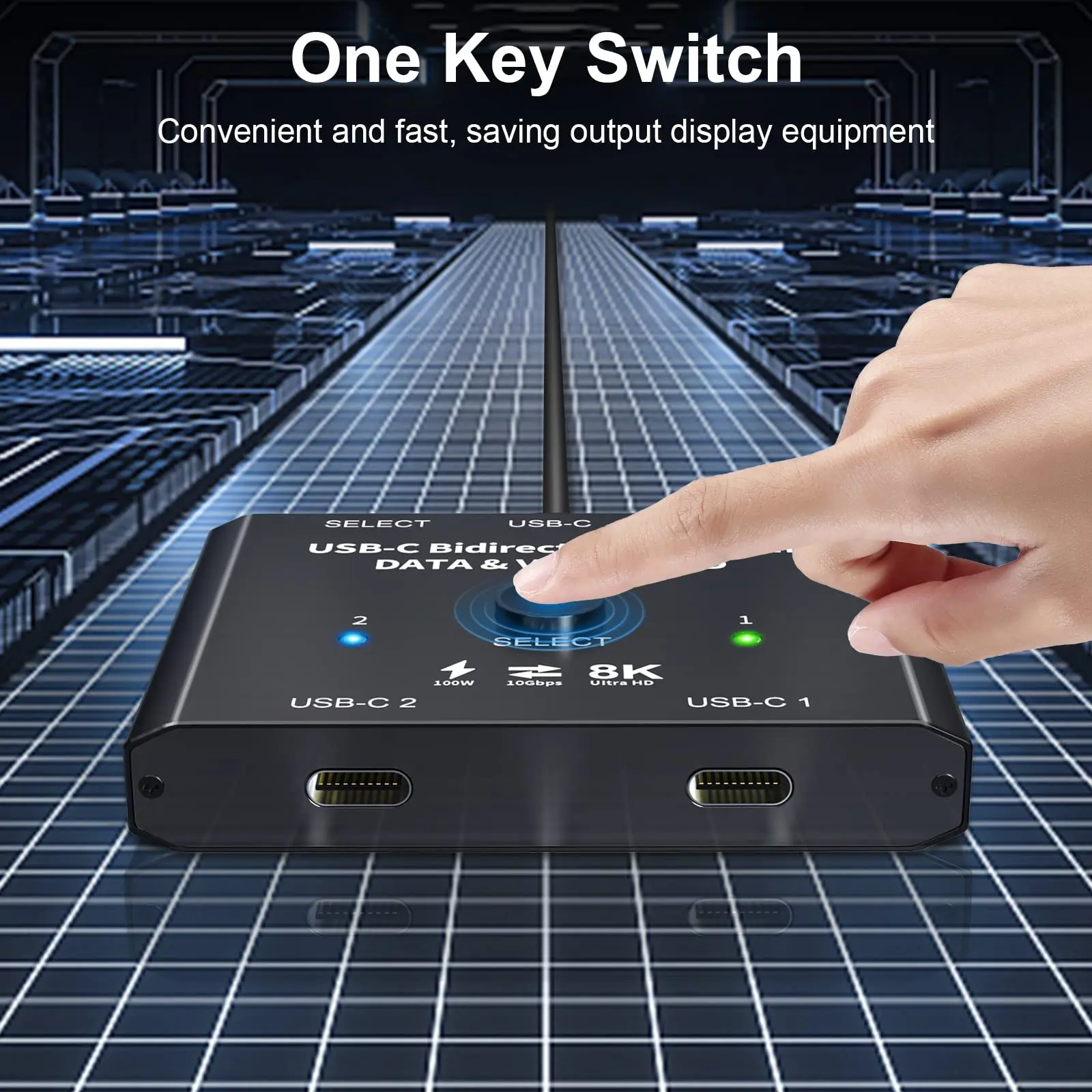 

8K USB C Bi-Direction Switch 1x2/2x1 Data Video Switcher USB 3.1 PD 100W Splitter For Computer Monitor Multiple Source KVM