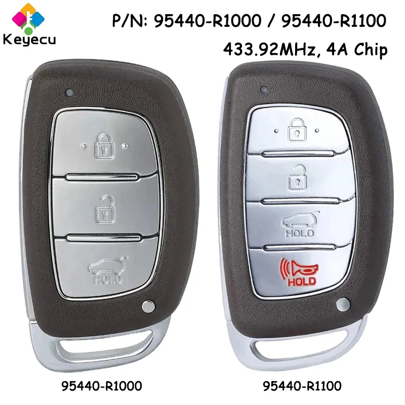 KEYECU Smart Remote Control Key With 3 4 Buttons 433MHz 4A Chip for Hyundai HB20 2020 2021 2022 2023 Fob 95440-R1100 95440-R1000