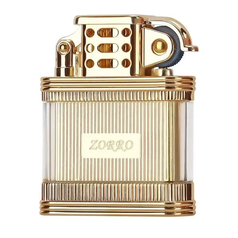 Zorro New Visible Transparent Oil Bunker Kerosene Cigarette Lighter Creative Retro Copper Windproof Gift for Men Smoking Gadgets