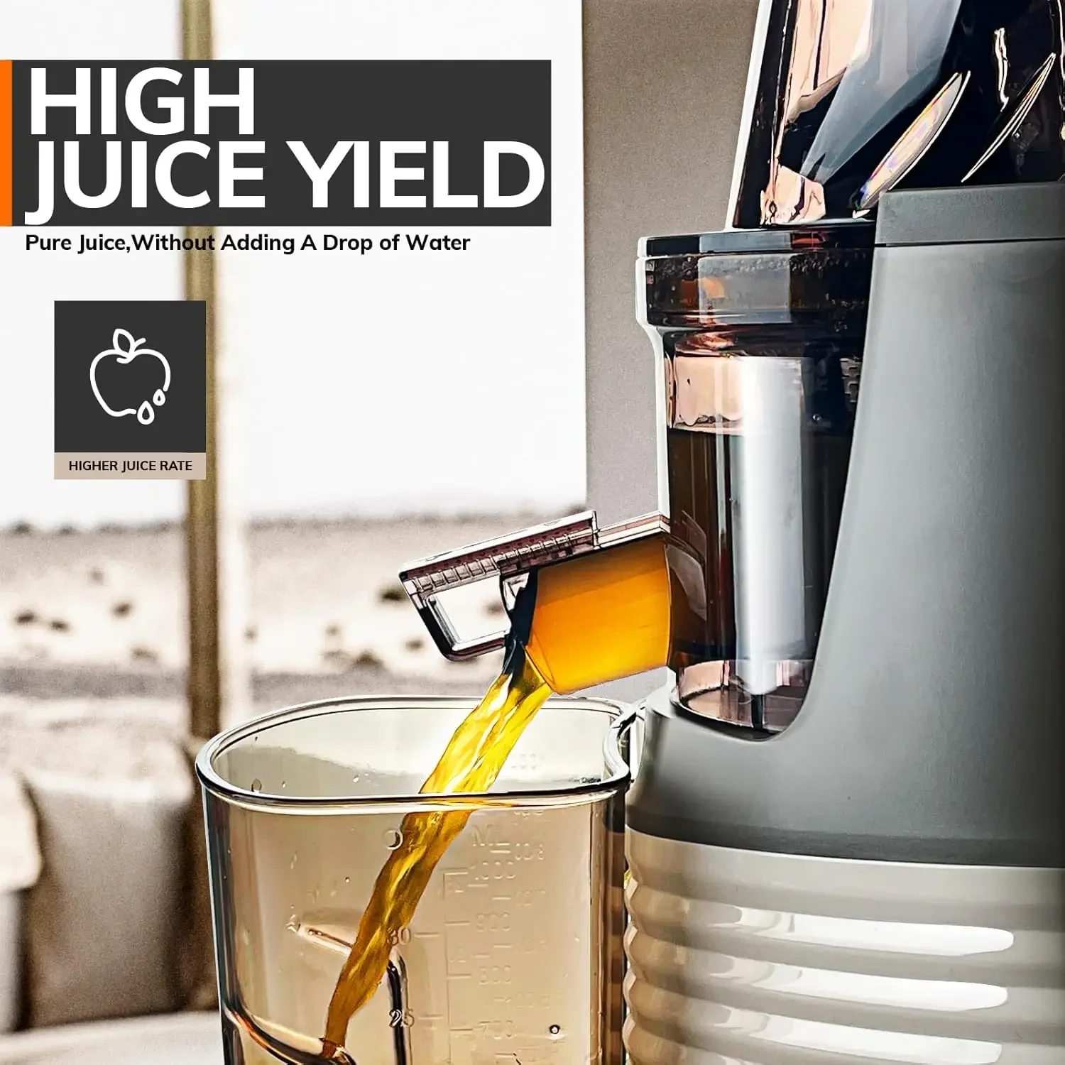 Efficient Slow Masticating Juicer Machines for Cold Pressing - Wide Chute, Easy to Clean, Perfect for Celery, Fruit, and Vegetab