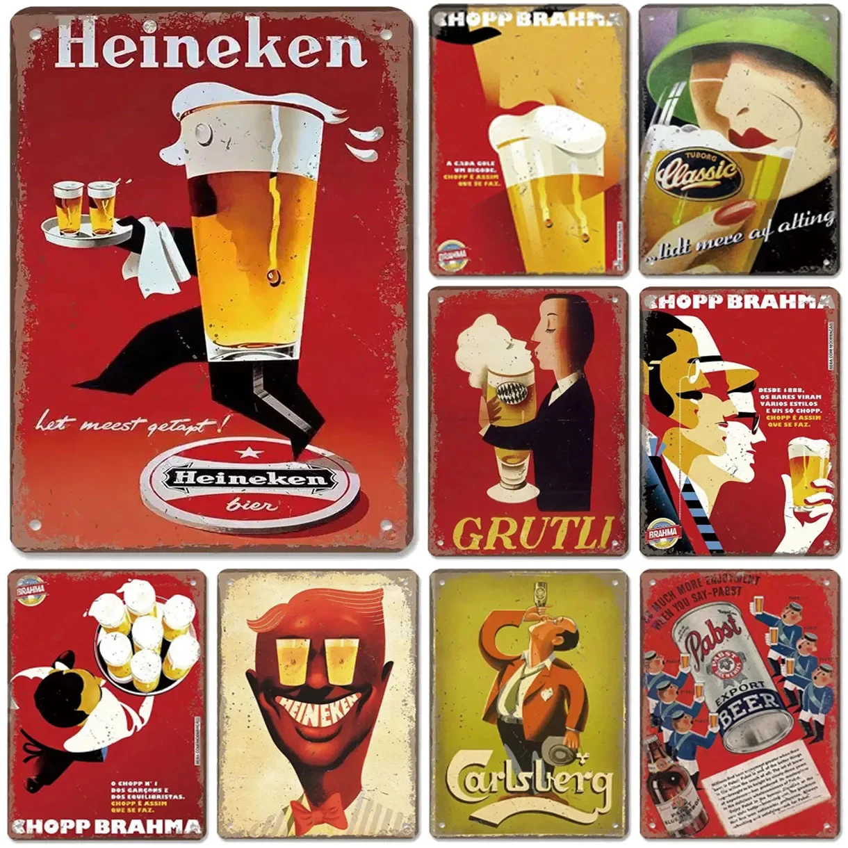 Metal Sign Beer Wall Decor Plaque Retro Art Poster Suitable for Home Cafe Garden Club Bar Office