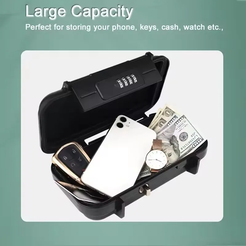 Portátil de 4 dígitos combinação bloqueio praia cofre criativo acampamento ao ar livre esportes ciclismo natação caixa de armazenamento de segurança com fio de aço
