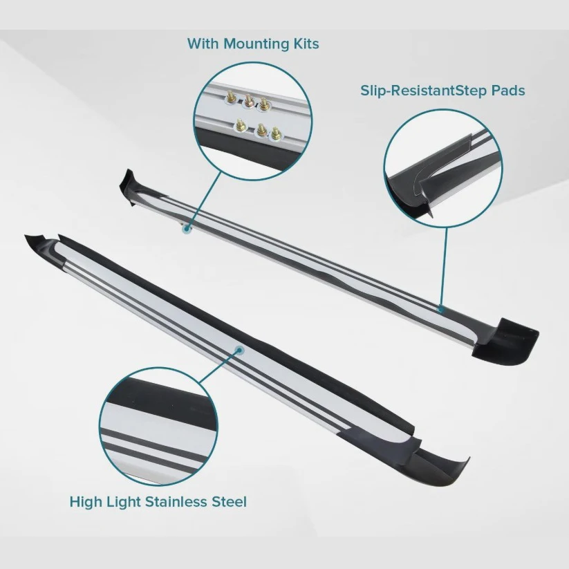 لوحات الجري لسيارة Toyota RAV4 2016 ~ 2018 قضبان Nerf ذات الخطوات الجانبية القابلة للإزالة بسعة 300 رطل، سهلة التركيب، خطوات مضادة للانزلاق