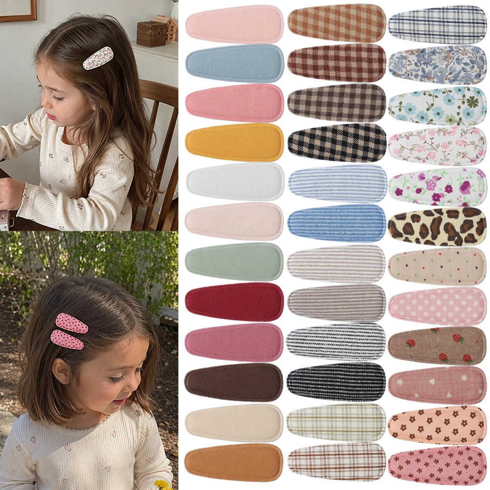 Lot de 10 pinces à cheveux en tissu imprimé, mignonnes et adorables, pour enfants et adolescents, avec pinces à franges fixes, pour filles, accessoires pour cheveux
