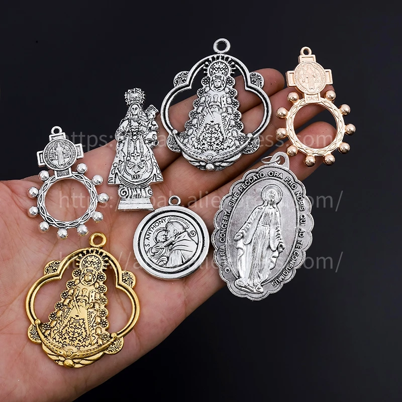 2pcs/Mary Medal, connector for the central part of the Rosary of the Virgin Mary, DIY jewelry accessories