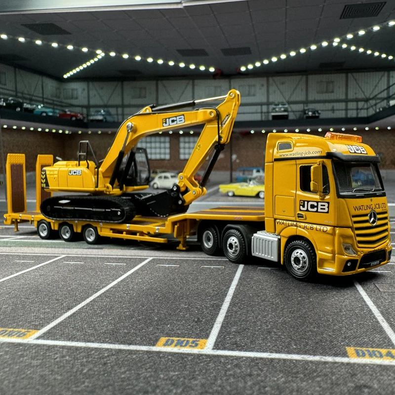 

Diecast 1:76 Scale OXFORD Excavator & JCB Mercedes Benz Semi Trailer Alloy Car Model Collectible Toy Gift Souvenir Display