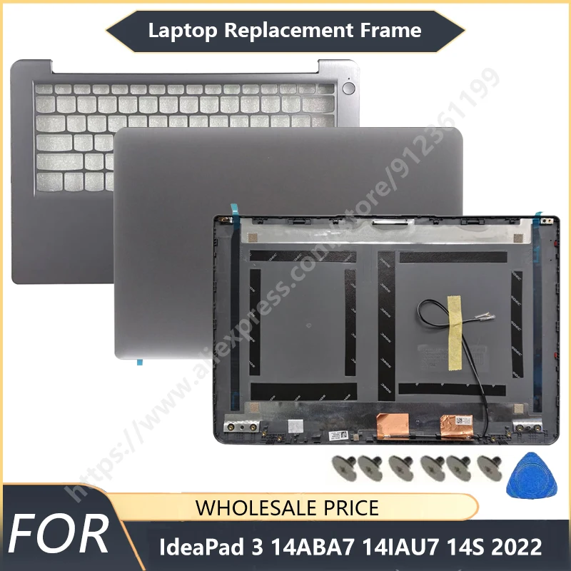 Laptop Top Cover Palmrest Power Button For IdeaPad 3 14ABA7 14IAU7 14S 2022 LCD Back Cover Upper Case Replacement Repair Parts
