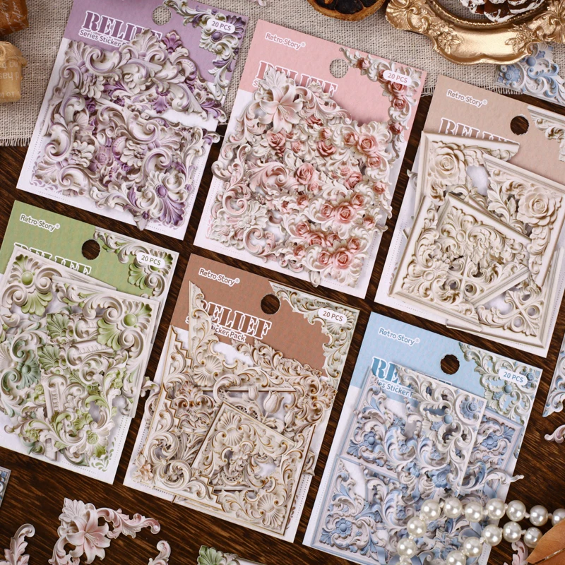

Mr.Paper Vintage Relief Corner Stickers 3 Packs, Retro Style Decorative Stickers for Scrapbooking, Journaling, DIY Crafts & Card