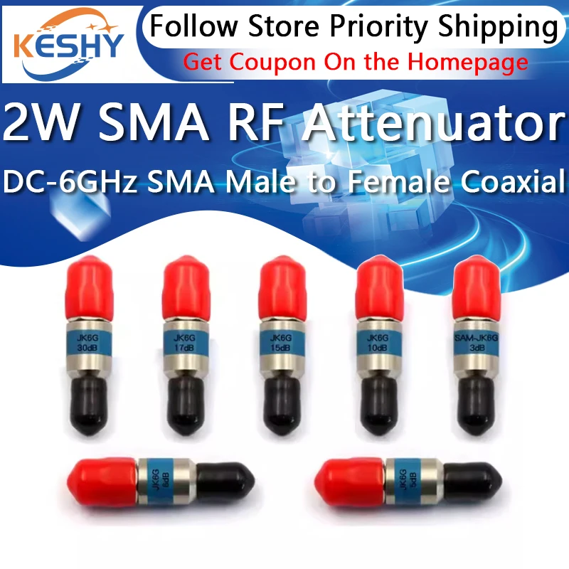 

2W DC-6GHz SMA Male to SMA Female Coaxial RF Attenuator 1/3/5/6/8/10/1520/30DB Attenuator SMA Fixed Connectors Stainless Steel