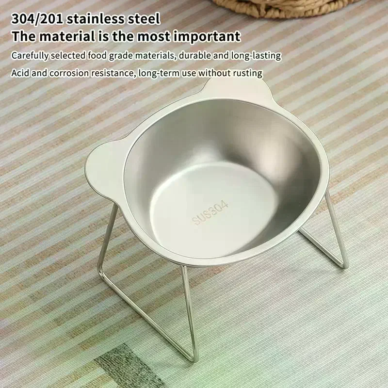 Stainless Steel Tall Pet Food Bowls Are Perfect For Daily Feeding Of Indoor Cats And Small Dogs