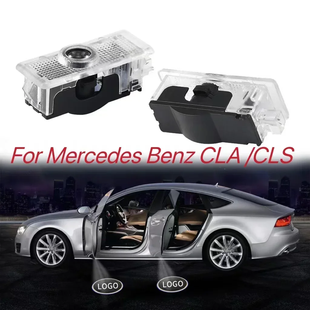 2PCS LED Car Door Welcome Lamps Logo Emblem Ghost Shadow Light Auto Accessories For Mercedes Benz CLA CLS C218 W218 A207 C207 C1