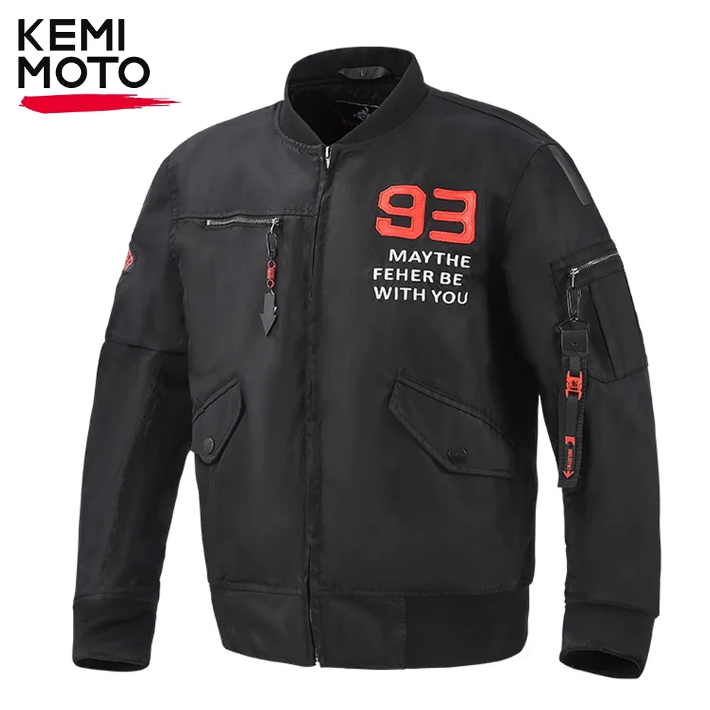 

Motorcycle Riding Jacket Men Warm Clothes Pilot Baseball Clothing CE Body Protective Gear Removable Liner Waterproof Surface